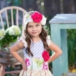 Giggle Moon Living Water Dress Teal Rose Print Size